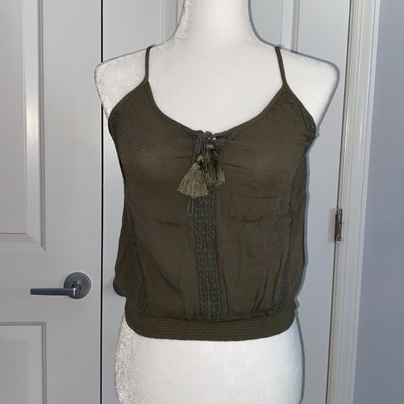 Cotton On Tops - Olive Green Tassel Cami Top